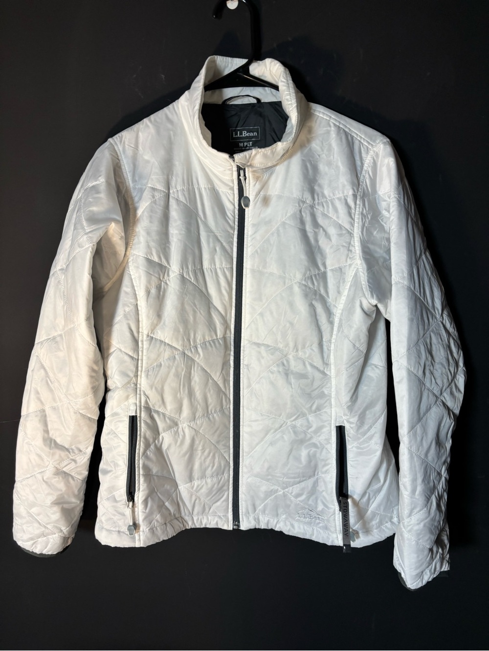L.L. Bean Women's White Stowaway Primaloft Packable Quilted Puffer Jacket-PM